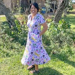 Nooworks Greta Hastings Purple V Neck Dress NWOT